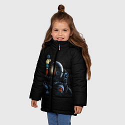 Куртка зимняя для девочки Астронавт мороженкой, цвет: 3D-светло-серый — фото 2