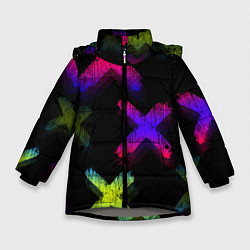 Куртка зимняя для девочки Крестики, цвет: 3D-светло-серый