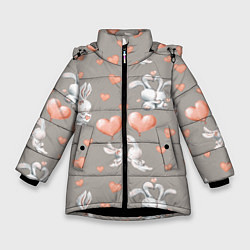 Куртка зимняя для девочки Влюбленные, цвет: 3D-черный