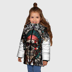 Куртка зимняя для девочки Череп индейца, цвет: 3D-светло-серый — фото 2