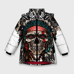 Куртка зимняя для девочки Череп индейца, цвет: 3D-красный