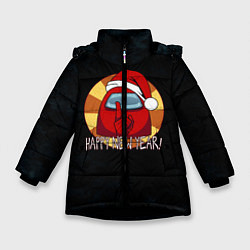 Куртка зимняя для девочки Among Us - Новый год, цвет: 3D-черный