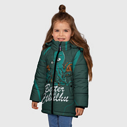 Куртка зимняя для девочки Лучше звоните Ктулху, цвет: 3D-черный — фото 2