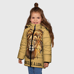 Куртка зимняя для девочки Рождённый быть львом, цвет: 3D-черный — фото 2