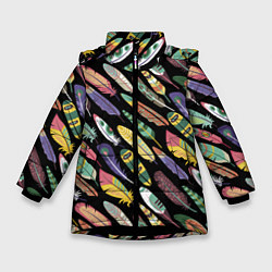 Куртка зимняя для девочки Feathers, цвет: 3D-черный