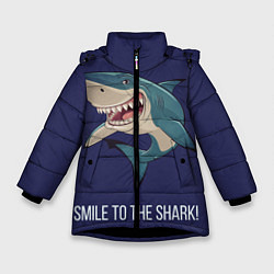 Куртка зимняя для девочки Улыбнись акуле, цвет: 3D-черный