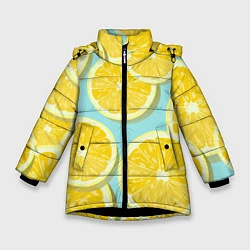 Куртка зимняя для девочки Лимончики, цвет: 3D-черный