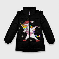 Куртка зимняя для девочки Unicorn Dab, цвет: 3D-черный