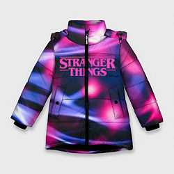 Куртка зимняя для девочки STRANGER THINGS S, цвет: 3D-черный