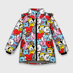 Куртка зимняя для девочки BT21 BTS, цвет: 3D-светло-серый