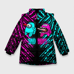 Куртка зимняя для девочки Among us sad boys, цвет: 3D-черный