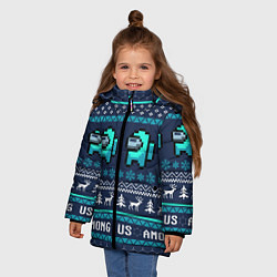 Куртка зимняя для девочки AMONG US НОВОГОДНИЙ, цвет: 3D-светло-серый — фото 2