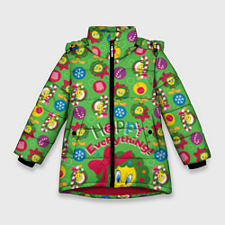 Куртка зимняя для девочки Happy everything!, цвет: 3D-красный