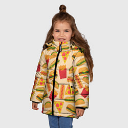 Куртка зимняя для девочки Фастфуд, цвет: 3D-светло-серый — фото 2