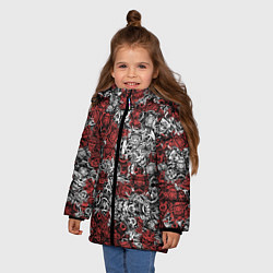 Куртка зимняя для девочки Красные и Белые самураи, цвет: 3D-черный — фото 2