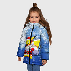 Куртка зимняя для девочки НОВОГОДНИЙ ПИКАЧУ, цвет: 3D-черный — фото 2