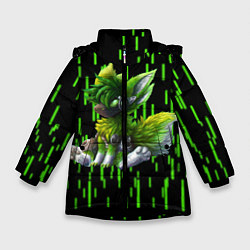 Куртка зимняя для девочки Protogen music, цвет: 3D-черный