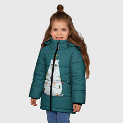 Куртка зимняя для девочки Кото-ёлка, цвет: 3D-светло-серый — фото 2