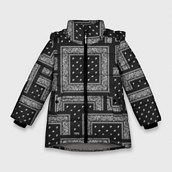 Куртка зимняя для девочки 3D Бандана v black, цвет: 3D-светло-серый