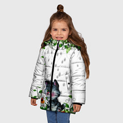 Куртка зимняя для девочки Котёнок, цвет: 3D-черный — фото 2
