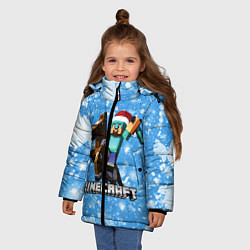 Куртка зимняя для девочки Новогодний Манкрафт, цвет: 3D-красный — фото 2