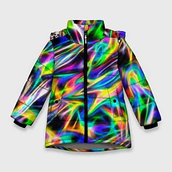 Куртка зимняя для девочки Космическая хризонтема, цвет: 3D-светло-серый