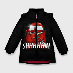 Куртка зимняя для девочки AMONG US SHHHHHH!, цвет: 3D-красный