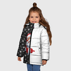 Куртка зимняя для девочки Дедушка Мороз, цвет: 3D-черный — фото 2