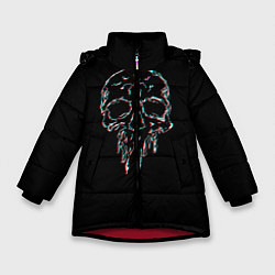Куртка зимняя для девочки Skull Glitch, цвет: 3D-красный