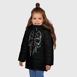 Куртка зимняя для девочки Skull Glitch, цвет: 3D-красный — фото 2