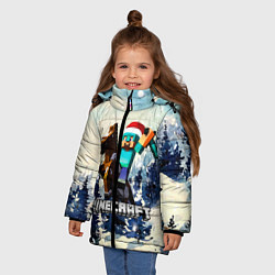 Куртка зимняя для девочки Зимний Майнкрафт, цвет: 3D-светло-серый — фото 2
