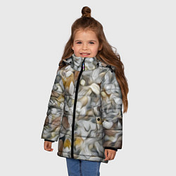 Куртка зимняя для девочки Желто-серый каменный узор, цвет: 3D-черный — фото 2