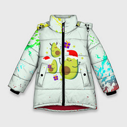 Куртка зимняя для девочки Новогодние Авокадо, цвет: 3D-красный
