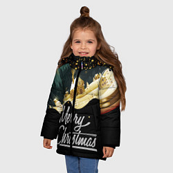 Куртка зимняя для девочки Новогодняя деревня, цвет: 3D-черный — фото 2