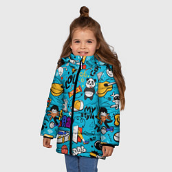 Куртка зимняя для девочки Детское граффити, цвет: 3D-светло-серый — фото 2