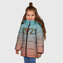 Куртка зимняя для девочки 2021 Год быка, цвет: 3D-черный — фото 2