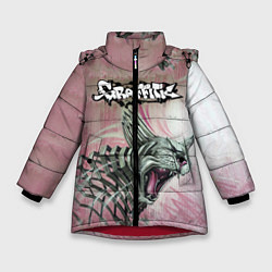 Куртка зимняя для девочки Граффити рысь, цвет: 3D-красный