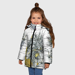 Куртка зимняя для девочки Город в голове, цвет: 3D-черный — фото 2