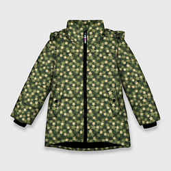 Куртка зимняя для девочки Камуфляж Звездочки, цвет: 3D-черный