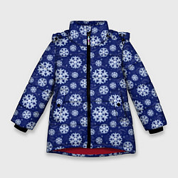 Куртка зимняя для девочки Снежинки, цвет: 3D-красный