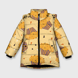 Куртка зимняя для девочки Капкейки на желтом фоне, цвет: 3D-черный