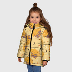 Куртка зимняя для девочки Капкейки на желтом фоне, цвет: 3D-черный — фото 2