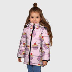 Куртка зимняя для девочки Капкейки на розовом, цвет: 3D-черный — фото 2