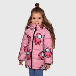 Куртка зимняя для девочки Among Us - Розовый цвет, цвет: 3D-светло-серый — фото 2