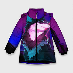 Куртка зимняя для девочки Сказочный волк, цвет: 3D-черный