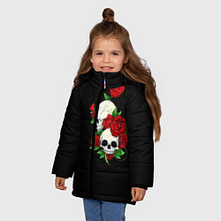 Куртка зимняя для девочки Roses Skulls, цвет: 3D-черный — фото 2