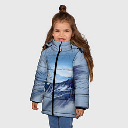 Куртка зимняя для девочки Серо-голубые горы, цвет: 3D-черный — фото 2