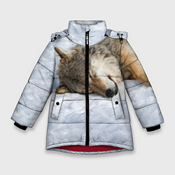 Куртка зимняя для девочки Спящий Волк, цвет: 3D-красный
