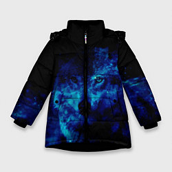 Куртка зимняя для девочки Волк Вселенная, цвет: 3D-черный