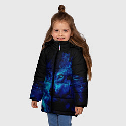 Куртка зимняя для девочки Волк Вселенная, цвет: 3D-черный — фото 2
